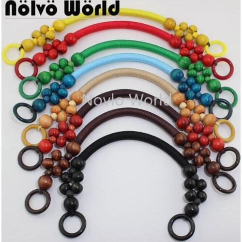 100 pieces=50 pairs, 9 Colors Long 51cm 20" Wood Beads Rope Handle for women bags,Vintage Bead Rope Purse Handle Wholesale