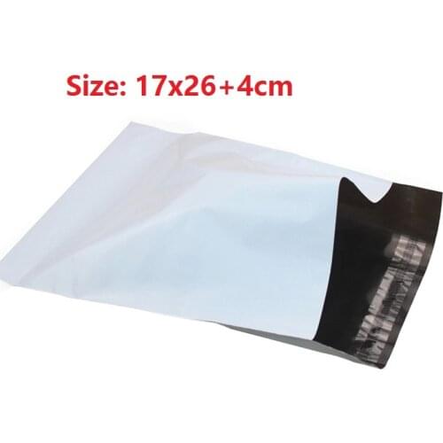100pcs Wholesale 17x26+4cm LDPE Plastic Packaging Bag Hot Selling White Poly Plastic Envelopes Mailing Custom Bags