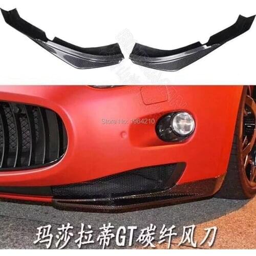2Pcs/set Car Styling Carbon Fiber Front Corner Bumper Lip Spoiler Diffuser Protector for Maserati Gran Turismo GT GTS 2007-2014