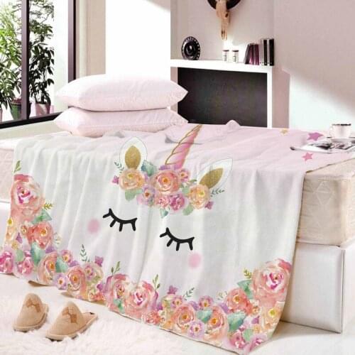 3D Unicorn Nap Throw Blanket Super Soft Microfiber Velvet Plush On Bed Travel Beach Towel Printed Bedspread Dropship