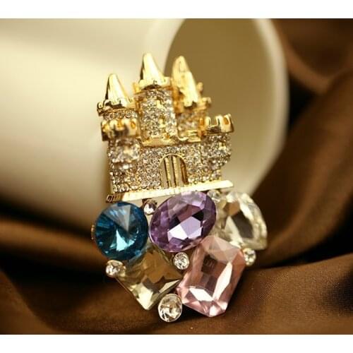 4pcs per lot Cell Phone case DIY Rhinestone Zinc Alloy 6.5cm*5.5cm Castle Crystal Decoration Charms