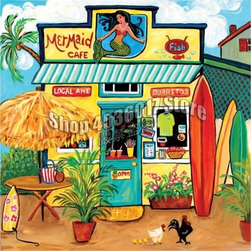 5D DIY Diamond painting Cartoon Mermaid Cafe Full Drill Mosaic Rhinestone cross stitch kits handmade embroider Crafts for child