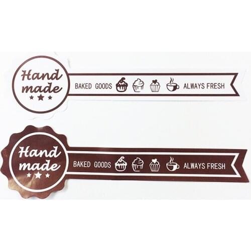 600 Pcs/lot Long Style Handmade Seal Sticker Always Fresh White&Brown Paper Baking Sealing Stickers Vintage DIY Gifts Bake Label