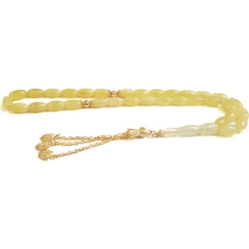 925 Sterling Silver Tassel Rosary with Drop Amber Stone Natural Stone Beads Middle East Prayer Islamic Muslim Tasbih