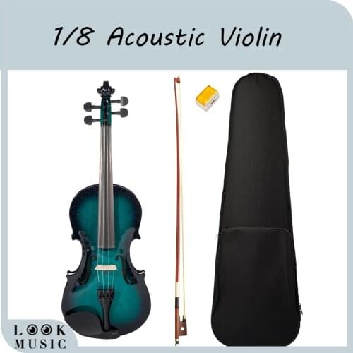 Acoustic 1/8 Violin Fiddle +Case Bow Rosin Blue & Black For Students Beginners Violin Accessories SET NEW