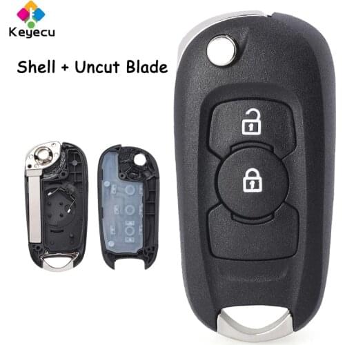 KEYECU Flip Remote Control Car Key Shell Case Cover With 2 Buttons HU100 Blade - FOB for Opel Vauxhall Astra K 2015 2016 2017