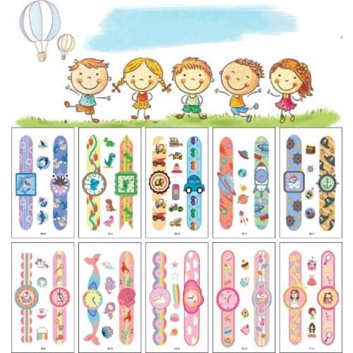 Kid Cartoon Watch Temporary Tattoo Children Boy Girls Body Waist Art Baby Fake tatttoos Cute Tatoos Waterproof 10PCS