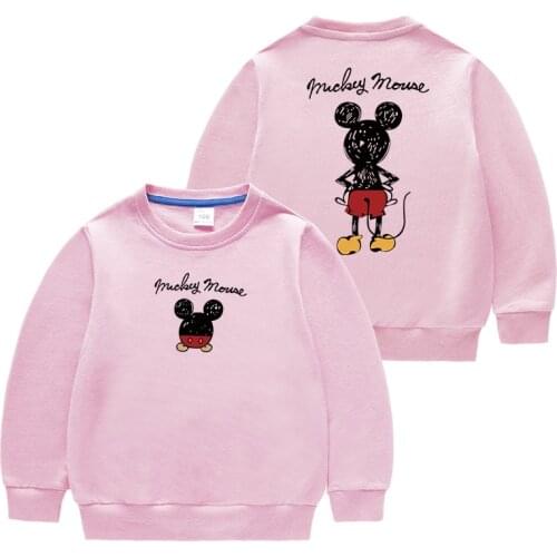 Disney Boys Girls Pullovers Tops Cartoon Mickey Print Children Hooded Sweatshirts for Kids Clothes Baby Hoodies Sweater