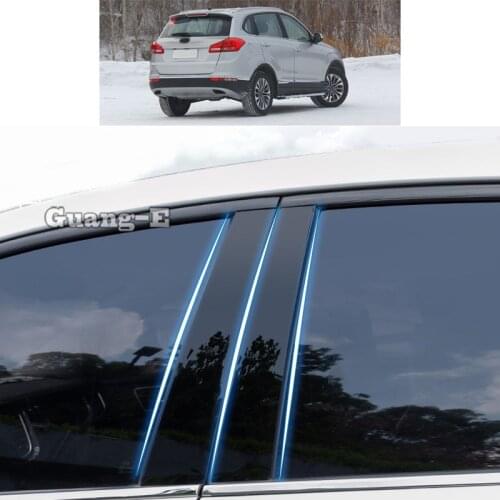 For Chery Tiggo 5 2014-2019 Car PC Material Pillar Post Cover Door Trim Window Piano Black Molding Sticker Plate 8pcs