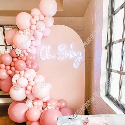 Doubled Macaron Pink Wedding Birthday Party Background Baby Shower Retro Pink Holidays Celebration Balloon Garland Arch Decor