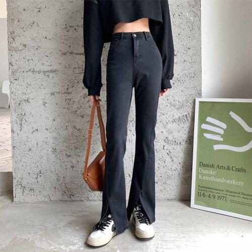 Jeans Women Denim Wide Leg Flared Pants Straight Skinny Trousers Streetwear High Waist Harajuku Cropped Pantalon Femme