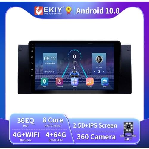 EKIY 9" IPS Screen For BMW X5 E53 2004 2005 2006 E39 1999-2005 Andriod 9.0 Car Radio Recorder Naviagation GPS 2 Din no DVD Host