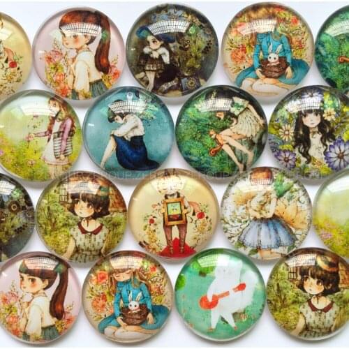 ZEROUP 12mm 20mm Handmade Photo Glass Cabochons Mixed Pattern Domed Round Jewelry Accessories Supplies for Jewelry BCH052