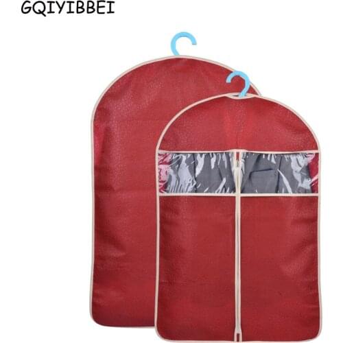 GQIYIBBEI 3Pcs/set Non-woven Garment Suit Coat Protector Dust Cover Transparent Wardrobe Storage Bag For Clothes Organizador