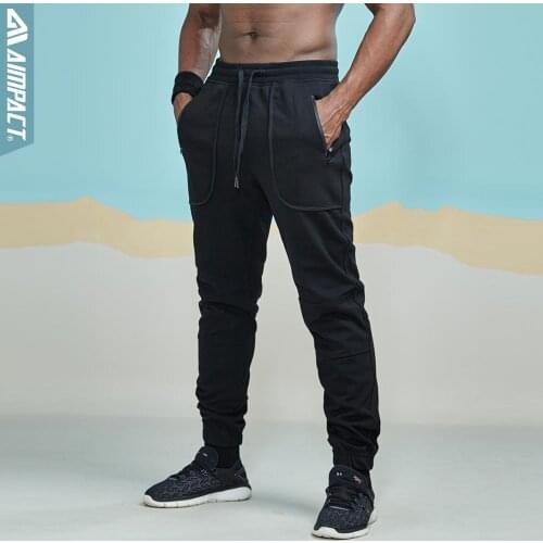Aimpact Cotton Jogger Sweatpants for Men Casual Fitted Active Jogging Pants Male Sporty Trace Pocket Trousers AM5030