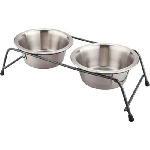 Pet Feeder for Dog Cat Stainless Steel Food and Water Bowls with Iron Stand Multifunction Strong Sturdy Pet Supplies