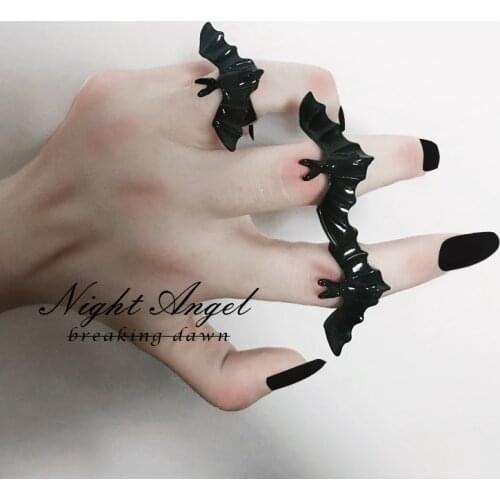 Cool New Stylish Black Bat Opening Adjustable Metal Gothic Rings for Women Men Girls Party Fashion Dark Jewelry Gifts