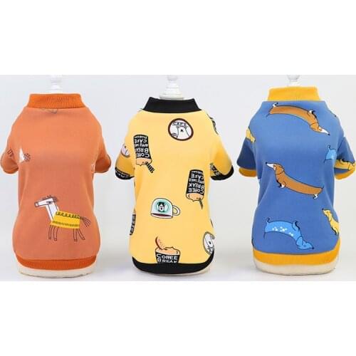 Dog Jacket Clothes Warm Fleece Pet Dog Clothes Cute Coat Printed Dogs Shirt Jackets French Bulldog Pullover Dogs Clothings