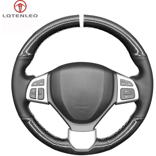 LQTENLEO Black Carbon Fiber Leather Car Steering Wheel Cover For Suzuki Swift 2011-2017 Swift Sport 2011-2017 Vitara S 2015-2019