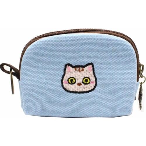 M324 Lovely Half Round Coin Purses Canvas Embroidered Cat Bear Elephant Design Zero Wallet Women Student Gift Wholesale