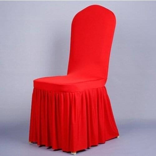 Pure Color Simple Hotel Home Wedding Pleated Skirt Stretch Chair Cover Banquet Sun Skirt Knitted Chair Cover Cloth Chair Cover