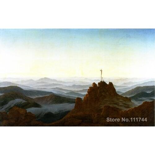 Landscape painting Impressionist Morning in the Sudeten Mountains Caspar David Friedrich High quality Hand painted