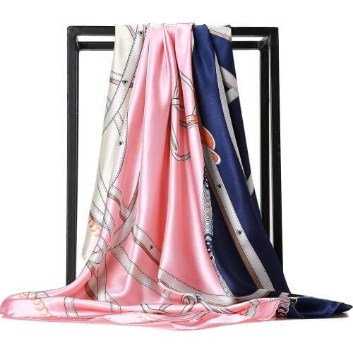 Silk Scarf Women Fashion Luxury Designer Beautiful Foulard Soft Satin Shawl Scarfs Kerchief 90*90cm Square Neck Hair Headscarf