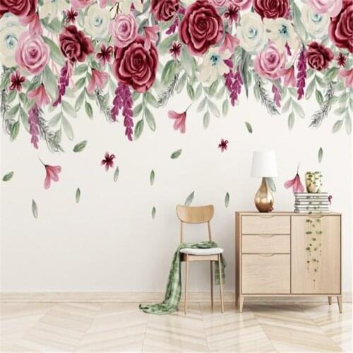 Custom 3D Wallpaper Europe Modern Luxury Wall Mural for Living room Bedroom Background Romantic Red Elegance Rose Wallpaper