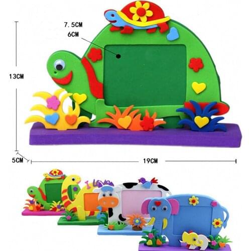 Dinosaur Elephant Cow Turtle Handmade Educational Kids DIY EVA Photo Frame Foam Craft Toy Kits 3D Cartoon Animal Toys J0573