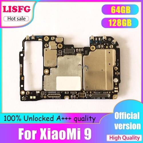 100% Unlocked Main Board 64GB 128GB For Xiaomi 9 Mi 9 Motherboard Logic Board With full Chips Circuits Flex Cable Good Work