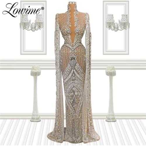 Abendkleider Luxury Crystals Moroccan Kaftan Evening Dresses Dubai Long Sleeve Abaya Dubai Robe Soiree 2021 Celebrity Party Gown