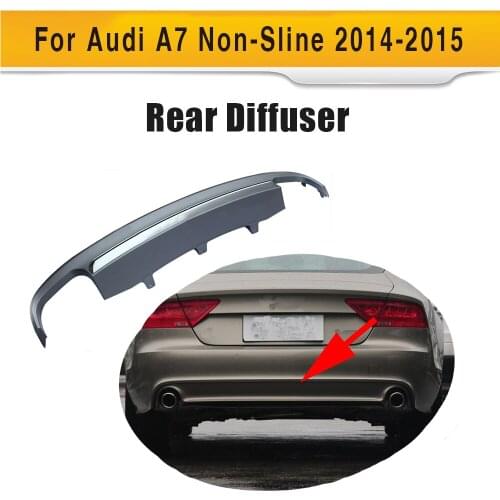 Grey PP car rear lip diffuser spoiler with Exhaust for Audi A7 standard hatchback 4 door 12-15 Non S7 Sline