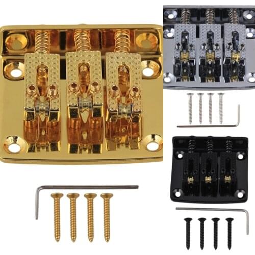 Black/silver/gold Cigar Box Electric Guitar 3 String Bridge Tailpiece with Screws