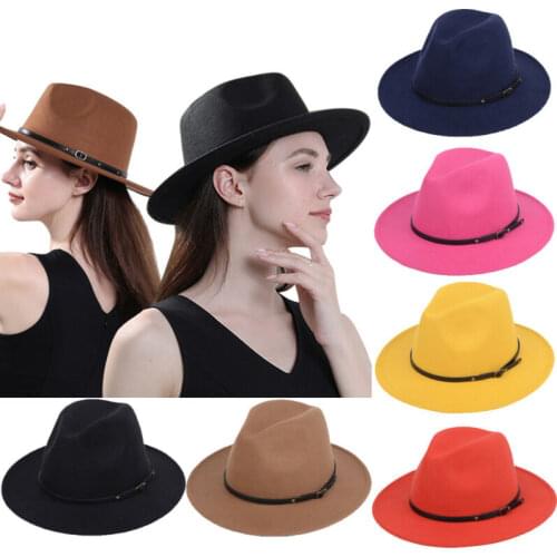 Men Top Hats Felt Winter Imitation Wool Cap Women Autumn Classic Wide Brim Black Red Men Fedora Hats Man Women Top Hat