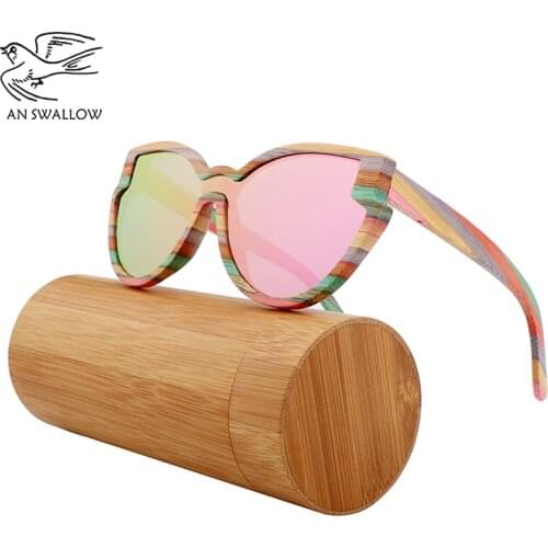 New Handmade Polarized Color Bamboo Sunglasses UV400 Fashion Mens Sunglasses Ladies Brand Design Colorful Mirror Glasses