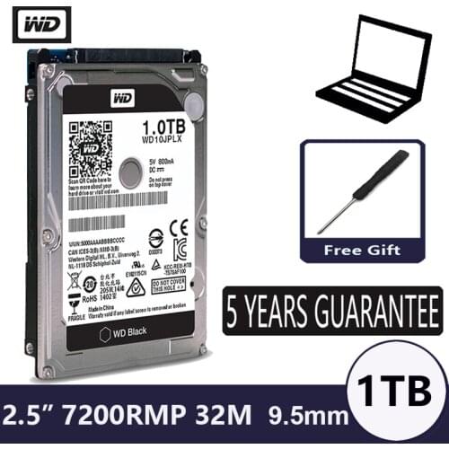 WD Black 1TB 2.5" SATA III Internal Hard Disk Drive 1000Gb HDD HD Harddisk 6Gb/s 32M 9.5mm 7200 RPM for Notebook Laptop