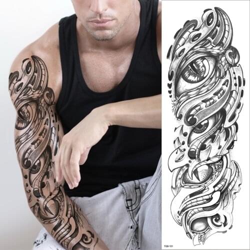 Waterproof temporary tattoos mechanical arm robot tattoo for boy men sexy body art tattoo stickers shoulder black tatoo large