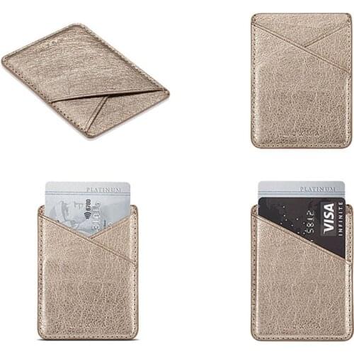 Y166 Ultra Slim Leather Mobile Phone ID Card Holder Wallet Credit Pocket Adhesive Sticker