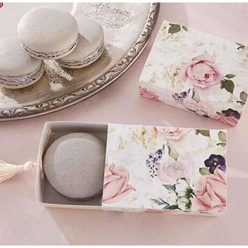 Floral Candy Box Drawer Design Party Favor Boxes Craft Paper Box with Tassel for Pulling