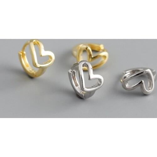 Enosola Real 925 Sterling Silver Geometric Love Heart Hoop Earrings For Women Party Wedding Romantic Fine Ear Buckle Jewelry Gi