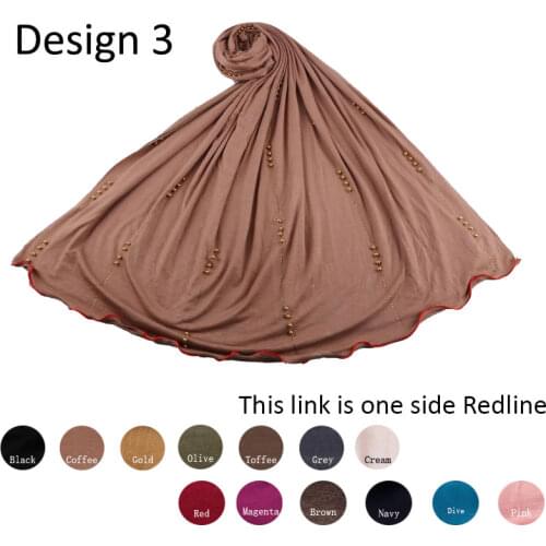 SGM-D03-Redline 2020 new design one side redline Stretchy Jersey Hijab Scarf with diamond for netherlands muslim women