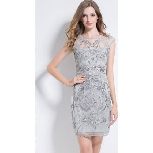 Muyoms Vintage Sheath Floral Sleeveless Beading Above Knee, Mini Tank Natural O-neck Summer women Dress 123