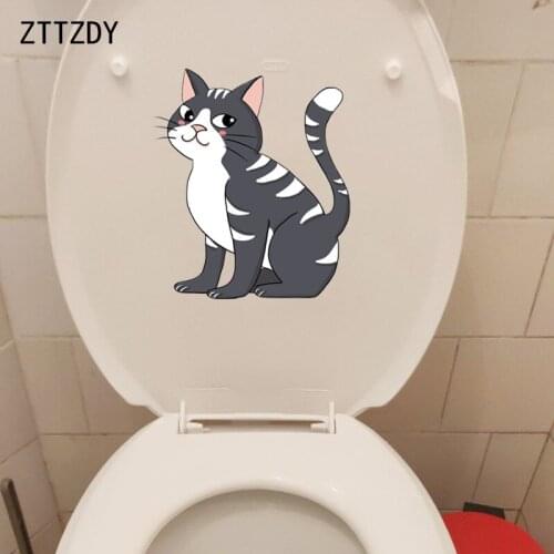 ZTTZDY 18.5*21.3CM Cartoon Wall Decal Toilet Sticker Cats Children BedRoom Home Decor T3-0106