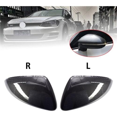 1 Pair Left & Right Car Rearview Mirror Covers Black Carbon Fiber Pattern Caps Parts For VW Golf MK7 7 7.5 GTI R GTD 2013-2020