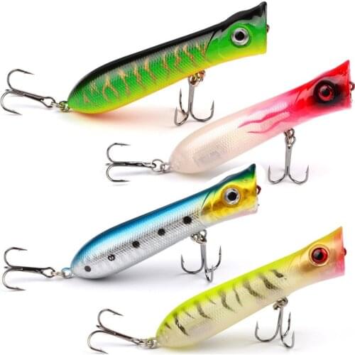 10 Color popper 8CM-12g 3D Eyes Variant Colors Simulated fish skin Fishing Tackle 6# Black Hook Plastic Fishing Bait
