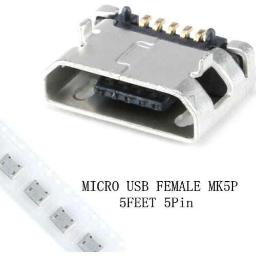 100Pcs/lot Micro USB 5 Pin Socket MK5P SMD DIP MINI USB Female Connector