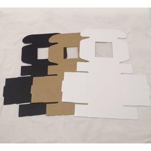 15Pcs Brown Kraft Paper Packaging Box Blank Paperboard Gift Boxes Small Jewelry Packaging Box With Clear Window Party Supplies