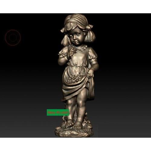 3D model stl format, 3D solid model rotation sculpture for cnc machine Cute little girl