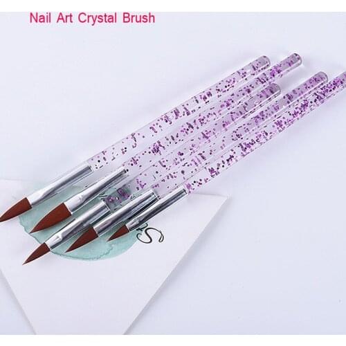 5PCS/Lot Nail Art Crystal Brush Acrylic Purple/Blue UV Gel Builder Painting Dotting Pen Carving Tips Manicure Nail Art DIY Tools
