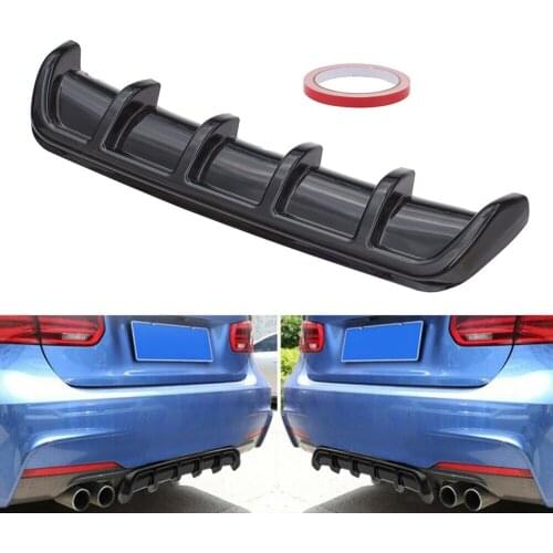 65cm Universal Rear Bumper Shark 5 Fin Curved Bumper Lip Diffuser Spoiler Decor Gloss Black and Carbon Fiber Car-Styling